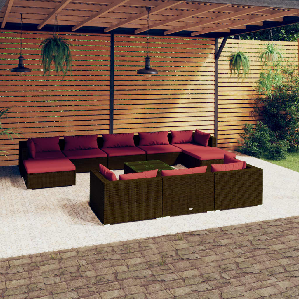 Garden Lounge Set Brown, Cinnamon Red