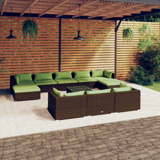 Garden Lounge Set Brown, Green