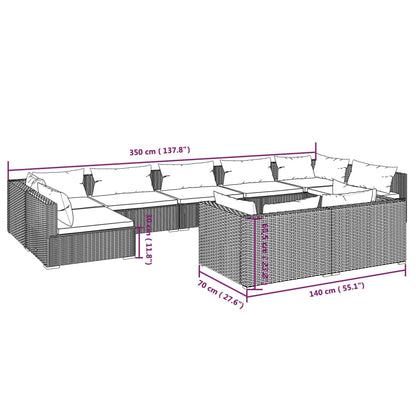 Garden Lounge Set Black PE rattan, powder-coated steel, plastic