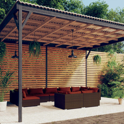 Garden Lounge Set Brown & Cinnamon red
