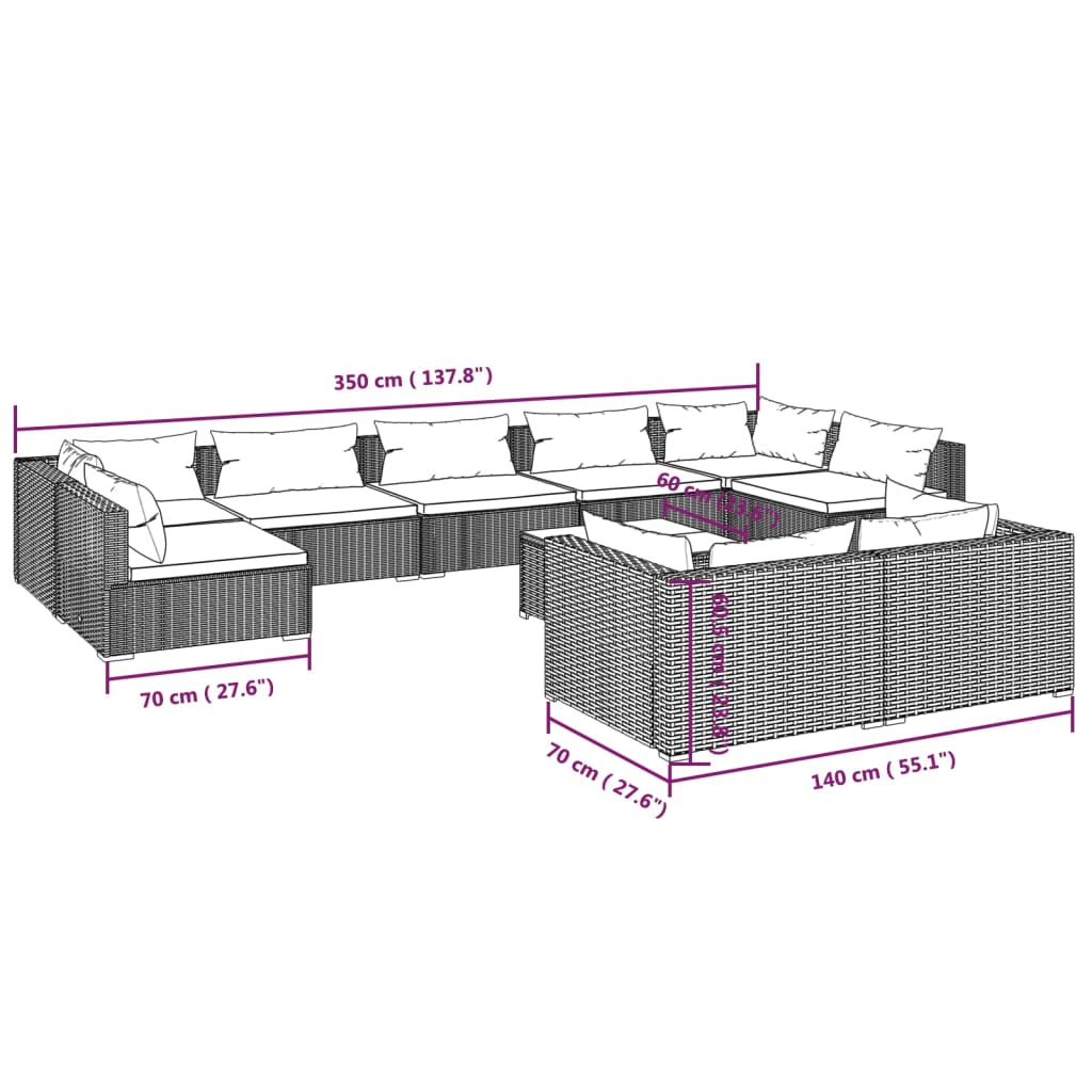Garden Lounge Set Brown, Cinnamon Red