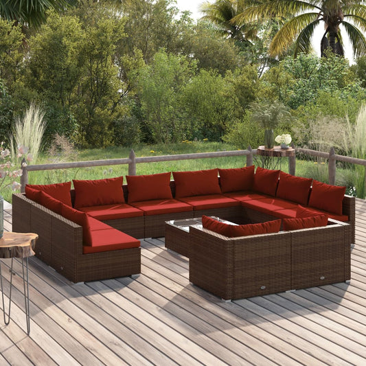 Garden Lounge Set Brown, Cinnamon Red