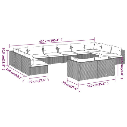 Garden Lounge Set Brown PE rattan, powder-coated steel, plastic