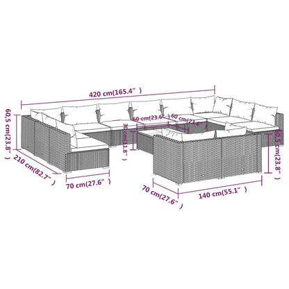 Garden Lounge Set Brown PE rattan Large Garden Lounge Set