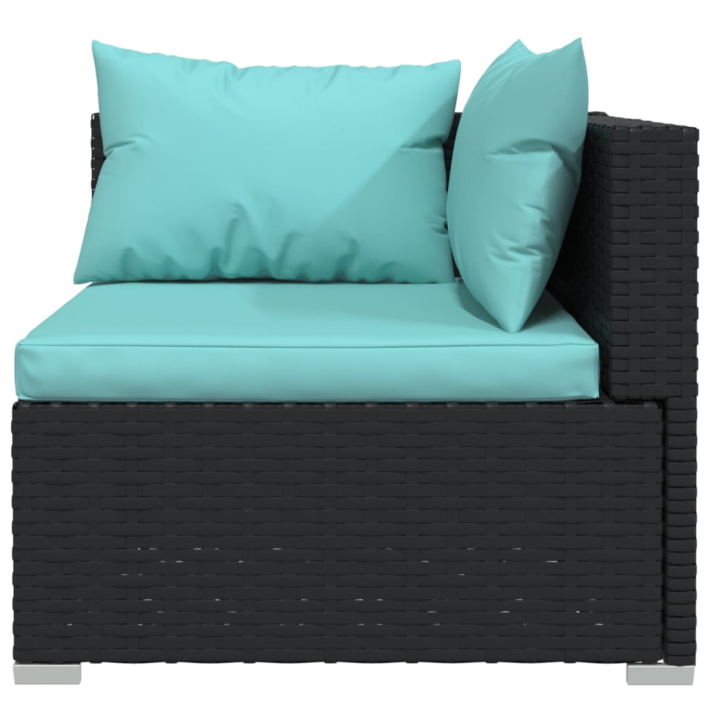 Garden Lounge Set Black, Water blue