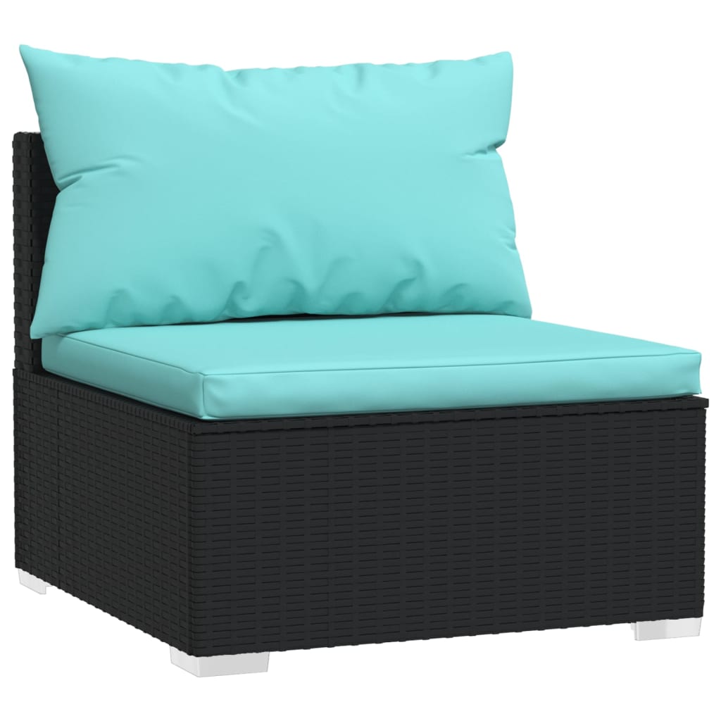 Garden Lounge Set Black, Water blue