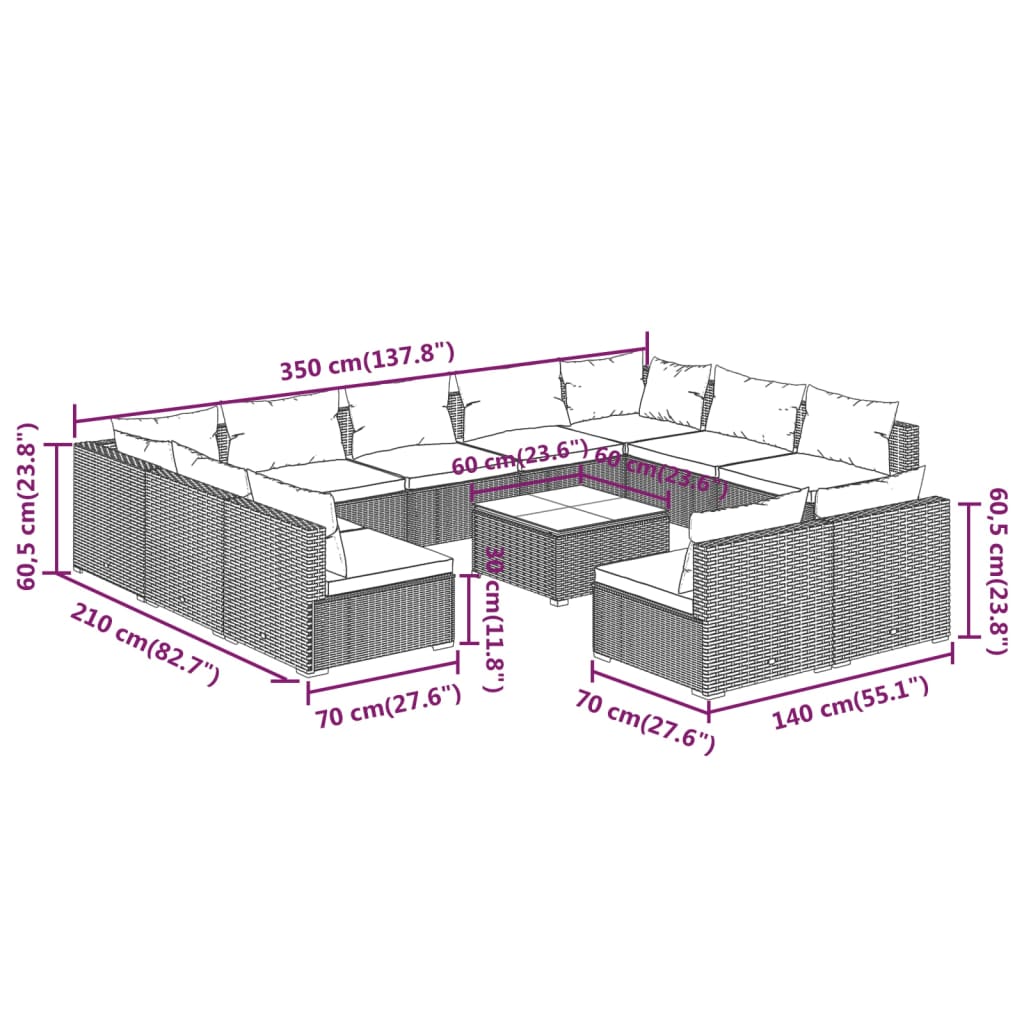 Garden Lounge Set Brown