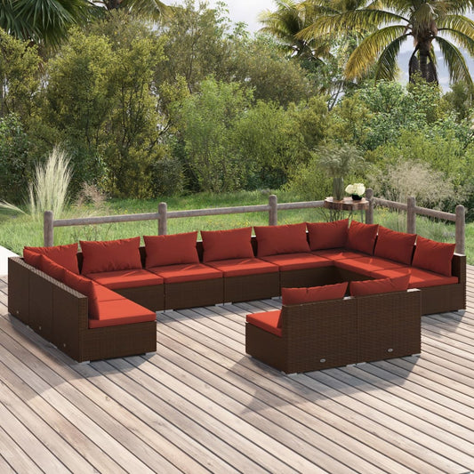 Garden Lounge Set Brown, Cinnamon Red