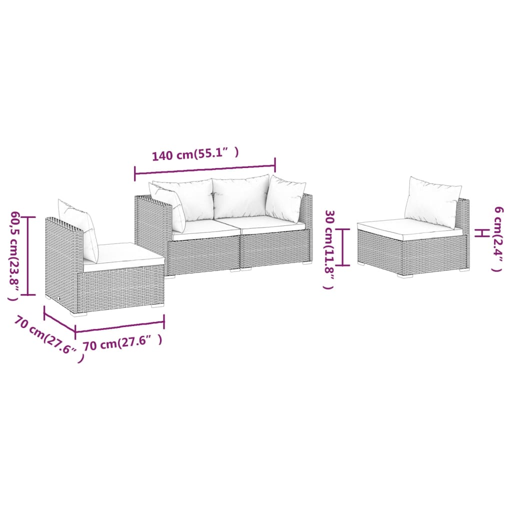 Garden Lounge Set Brown, Cinnamon red