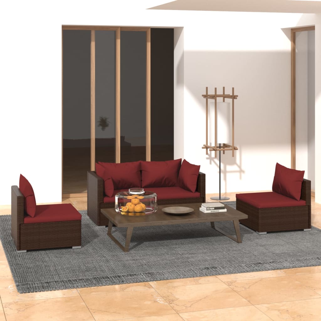 Garden Lounge Set Brown, Cinnamon red