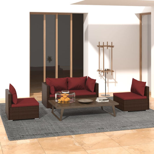 Garden Lounge Set Brown, Cinnamon red