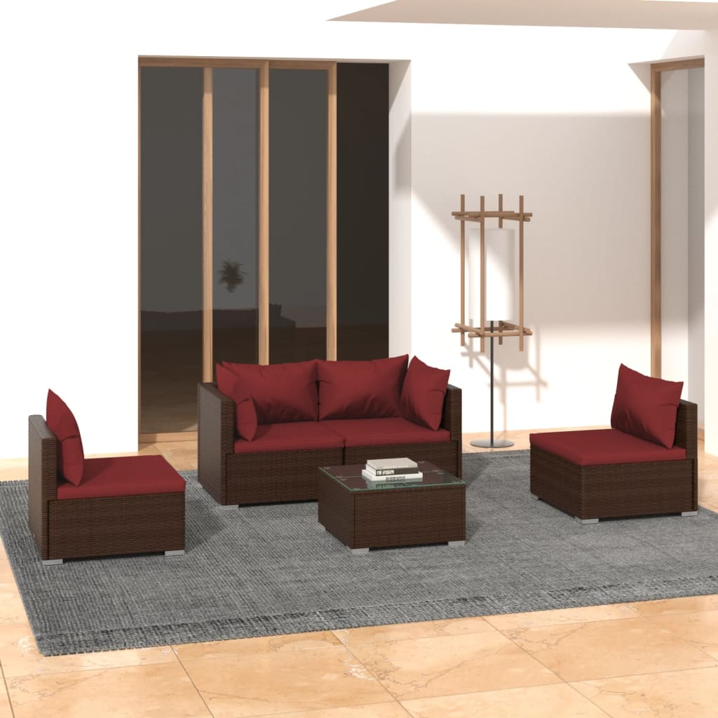 Garden Lounge Set Brown, Cinnamon red