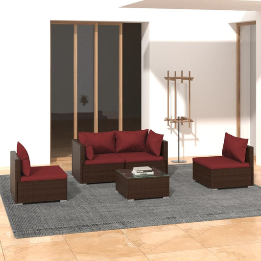 Garden Lounge Set Brown, Cinnamon red