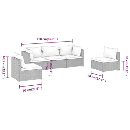 Garden Lounge Set Brown PE rattan, powder-coated steel, plastic