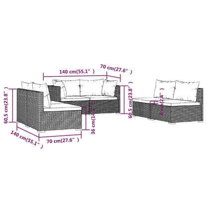 Garden Lounge Set Black PE rattan, powder-coated steel, plastic