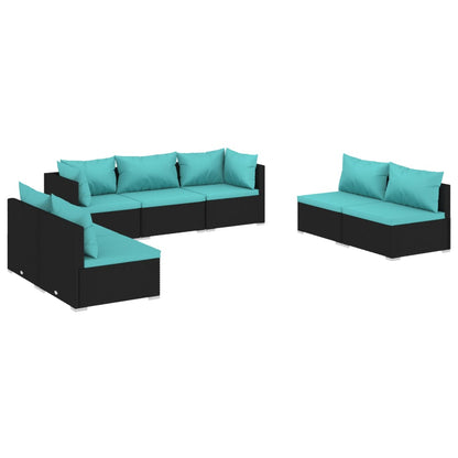 Garden Lounge Set Black PE Rattan Medium Modular