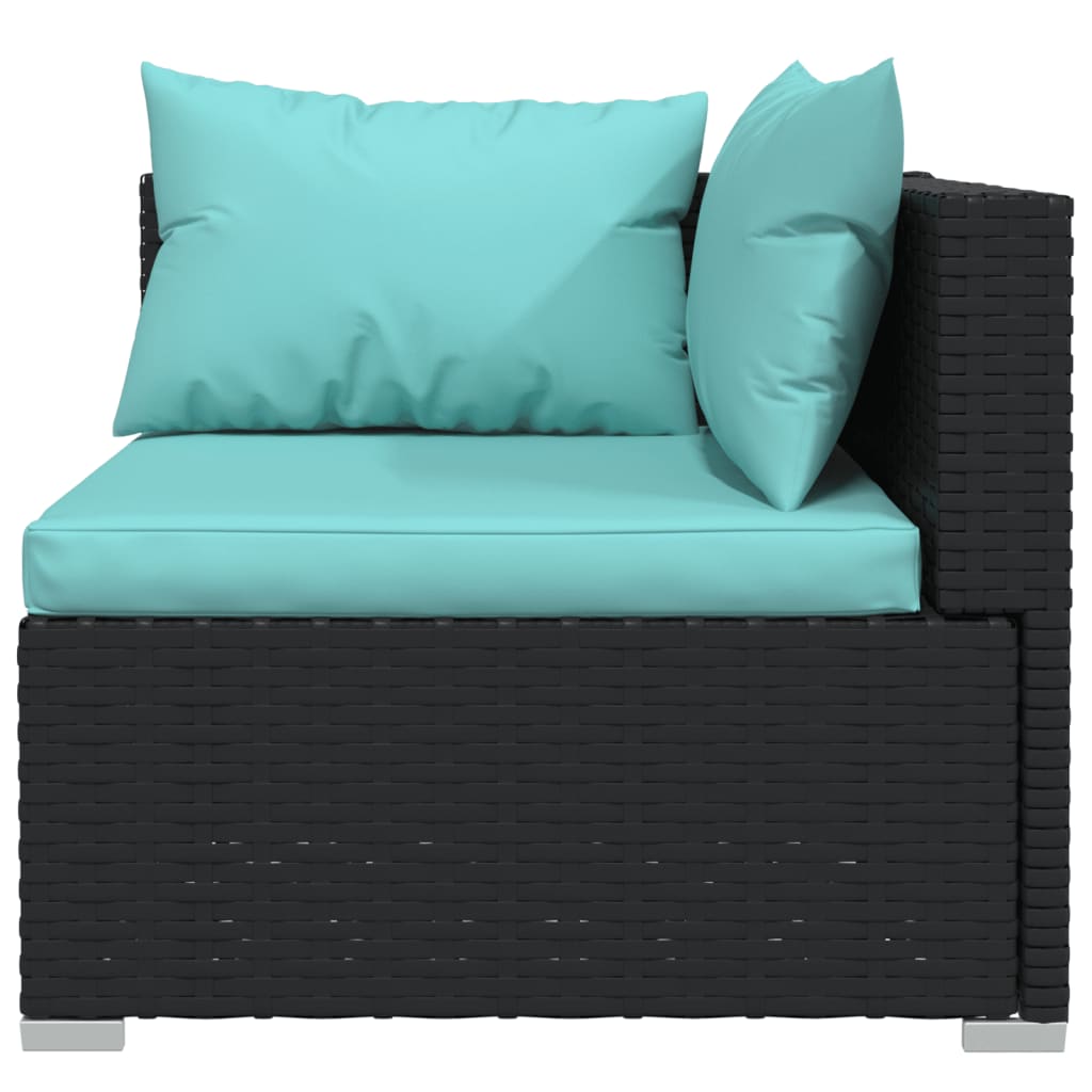 Garden Lounge Set Black PE Rattan Medium Modular