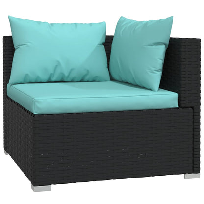 Garden Lounge Set Black PE rattan, powder-coated steel, plastic
