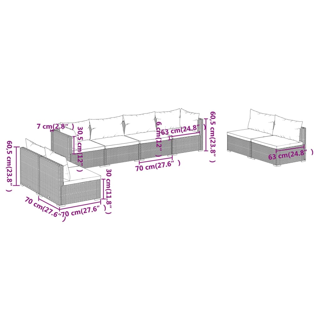 Garden Lounge Set Brown PE rattan Large Modular Garden Sofa Set