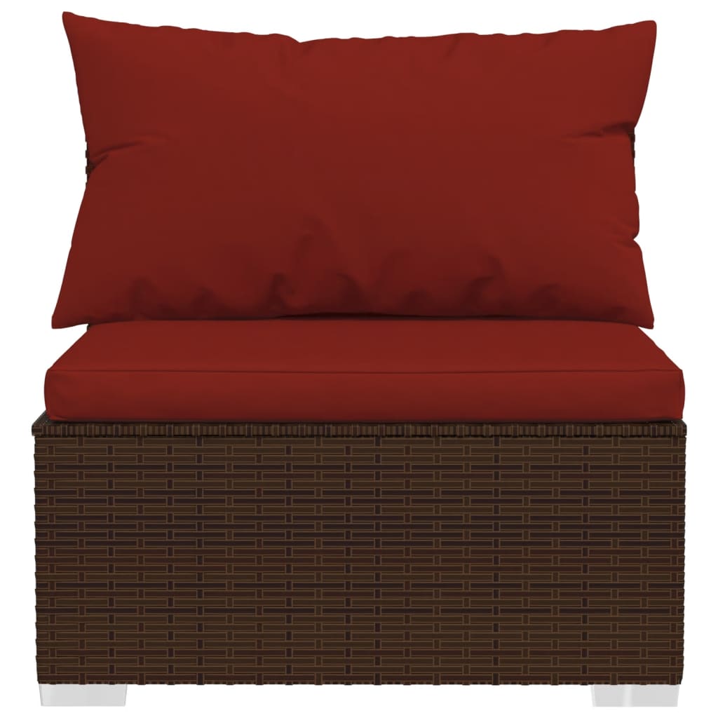 Garden Lounge Set Brown and Cinnamon Red PE rattan Large Modular