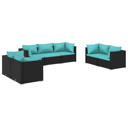 Garden Lounge Set Black and Water Blue