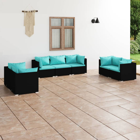 Garden Lounge Set Black and Water Blue