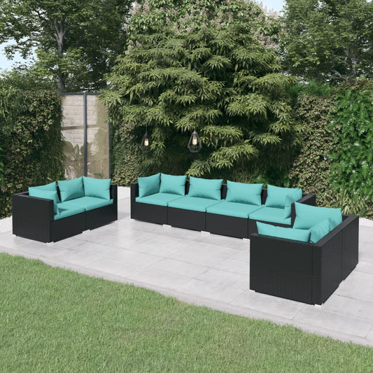 Garden Lounge Set Black and Water Blue