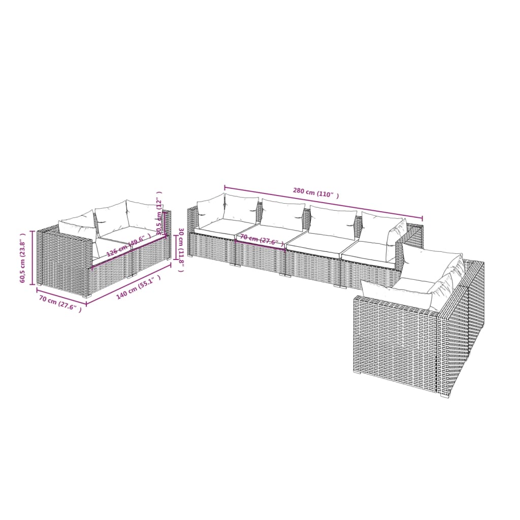Garden Lounge Set Brown, Cushion Green