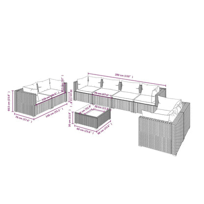Garden Lounge Set Brown PE rattan Large Modular