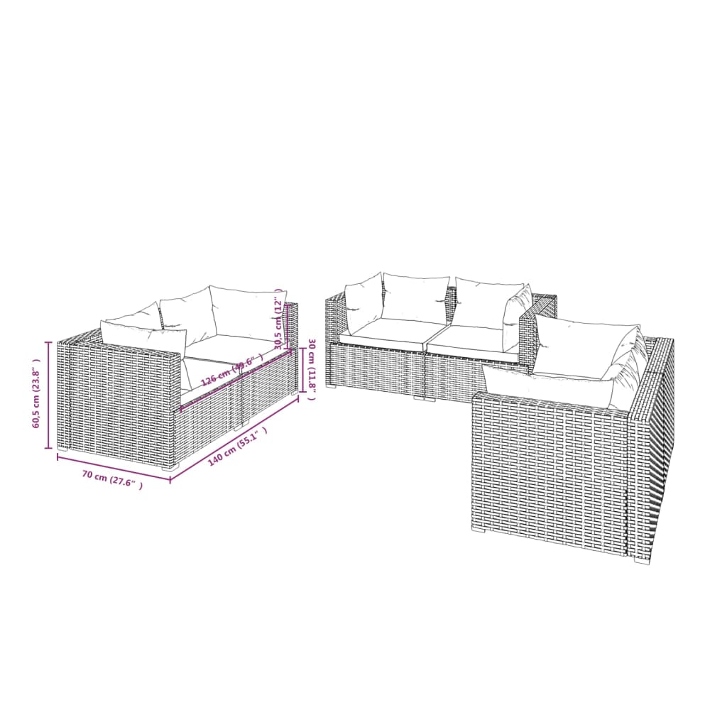 Garden Lounge Set Brown
