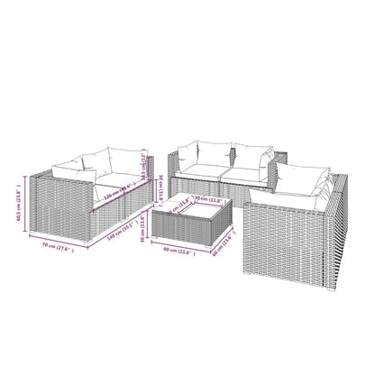 Garden Lounge Set Brown PE rattan Medium Removable Covers