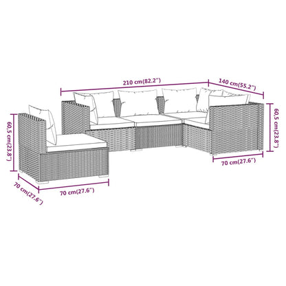 Garden Lounge Set Brown PE Rattan, Powder-Coated Steel, Plastic
