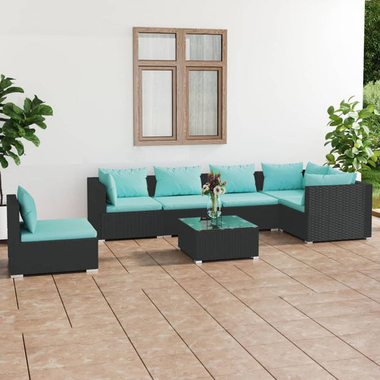 Garden Lounge Set Black PE rattan Large Modular