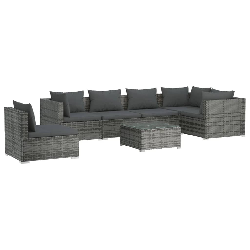 Garden Lounge Set Grey PE rattan Large Modular