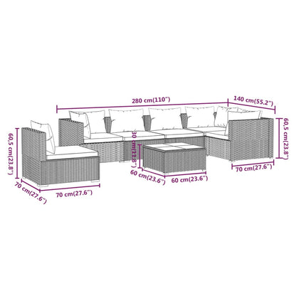 Garden Lounge Set Grey PE rattan Large Modular