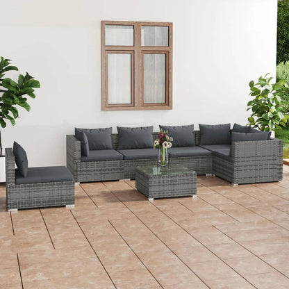 Garden Lounge Set Grey PE rattan Large Modular