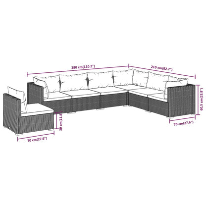 Garden Lounge Set Brown PE rattan, powder-coated steel, plastic