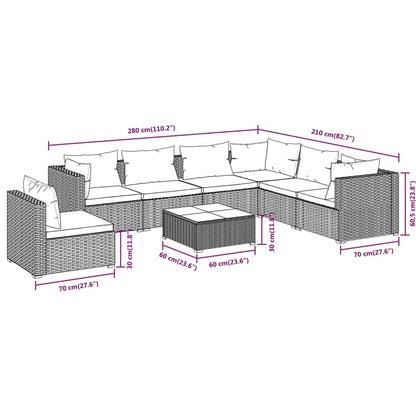 Garden Lounge Set Brown PE rattan Large Modular