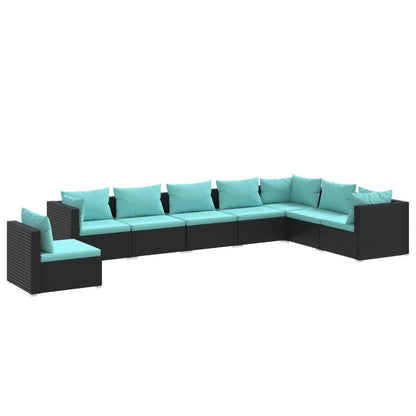 Garden Lounge Set Black, Water Blue