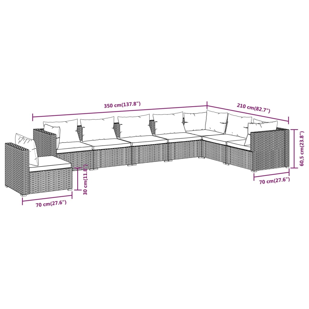 Garden Lounge Set Black, Water Blue