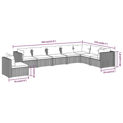 Garden Lounge Set Brown PE rattan, powder-coated steel, fabric