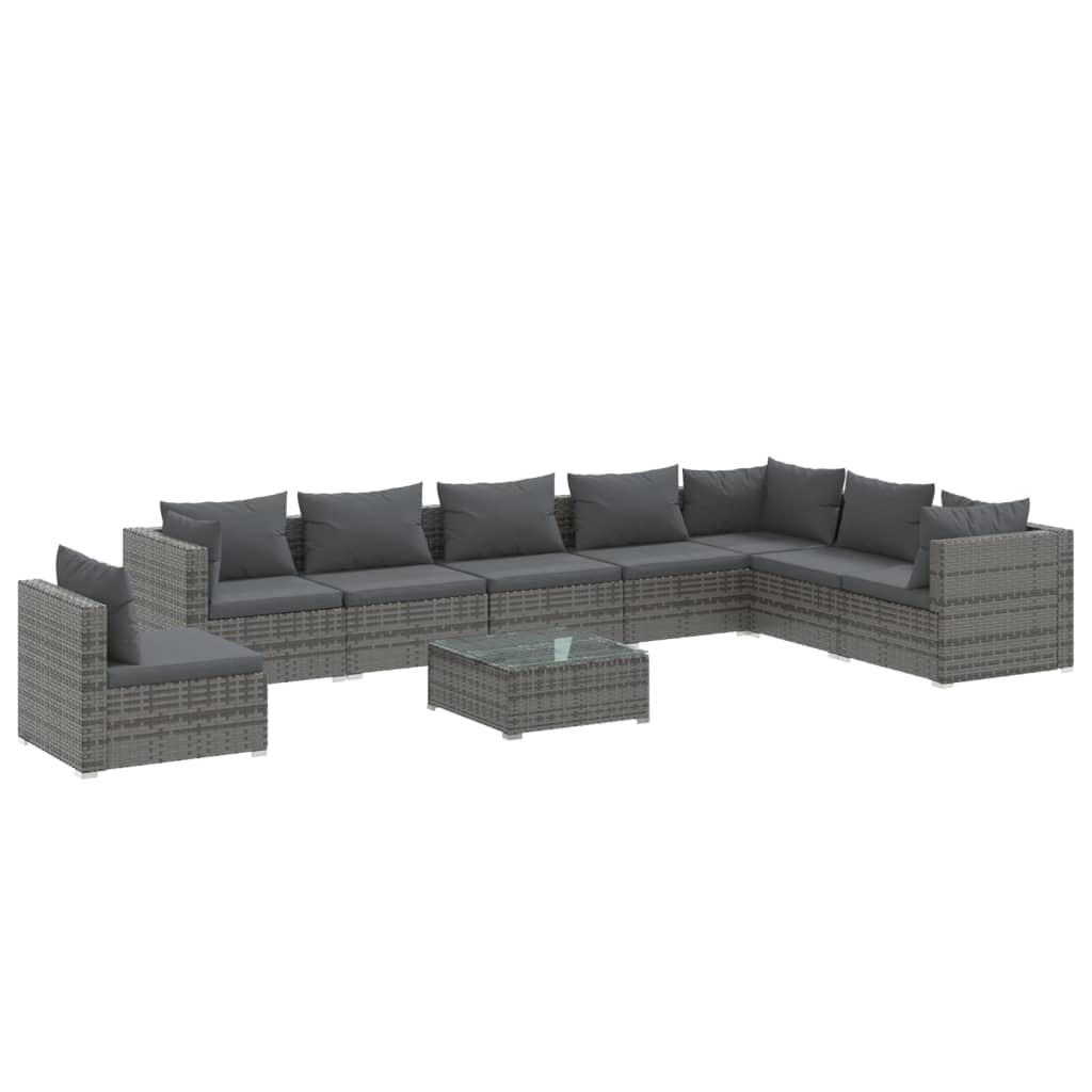 Garden Lounge Set Gray PE rattan Large Modular