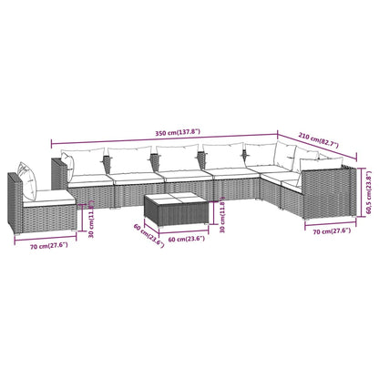 Garden Lounge Set Gray PE rattan Large Modular