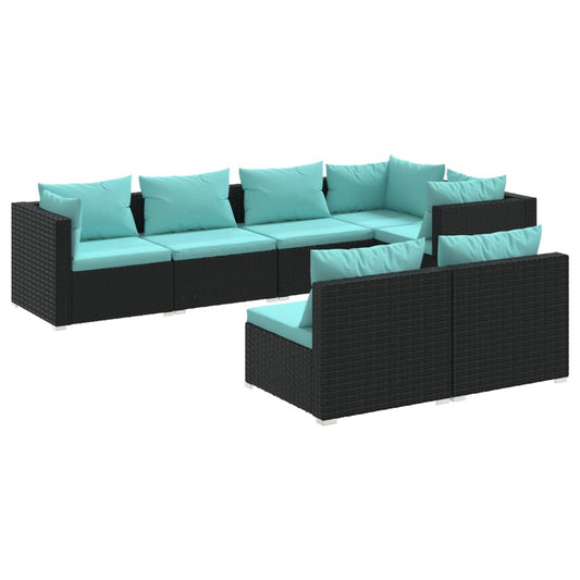 Garden Lounge Set Black and Water Blue