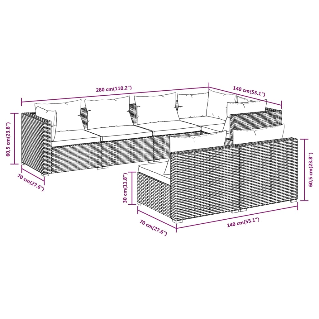 Garden Lounge Set Black and Water Blue