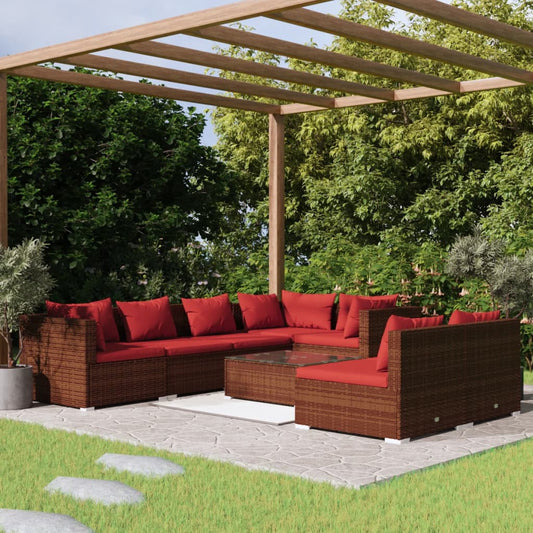 Garden Lounge Set Brown and Cinnamon Red