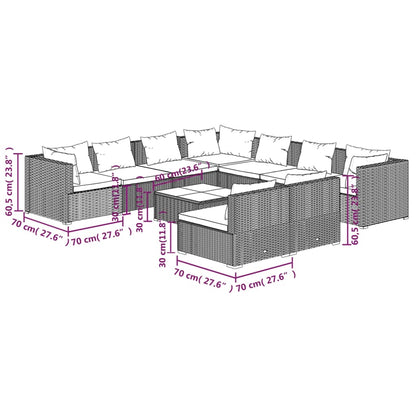 Garden Lounge Set Brown Poly Rattan Large Modular