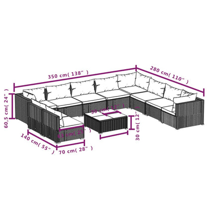Garden Lounge Set Black, Water blue