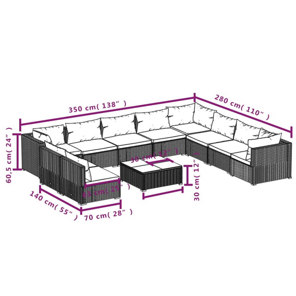 Garden Lounge Set Brown