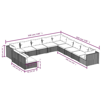 Garden Lounge Set Brown PE rattan, Powder-Coated Steel, Plastic